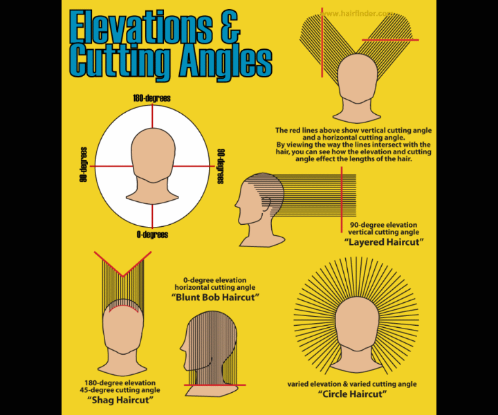 Hair cutting elevation and angles