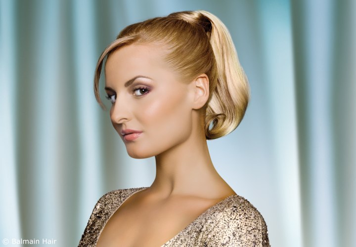Up-style with a high crown ponytail