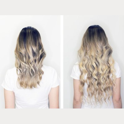 Before and after hair extensions