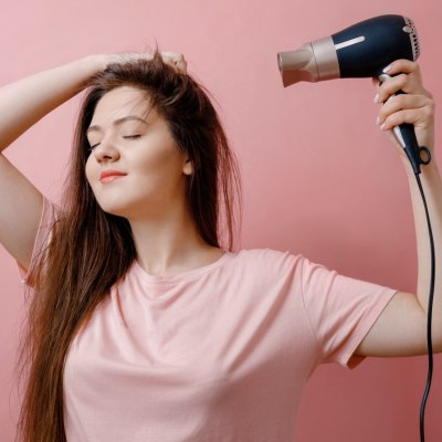 Blow drying long hair