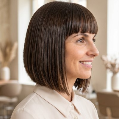 Woman who is wearing her hair in a bob