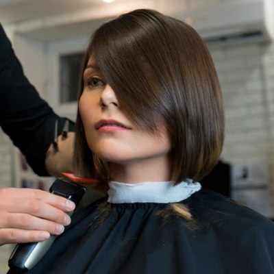 A client in a hair salon