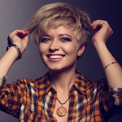 Woman with cute short hair