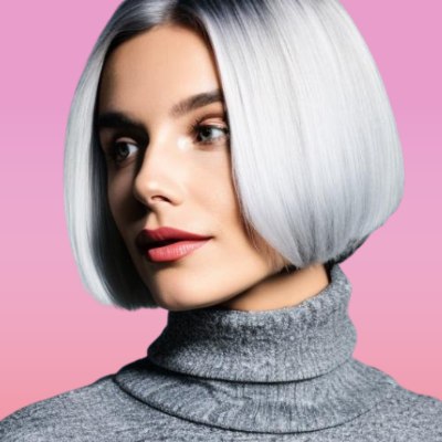 Girl with gray hair