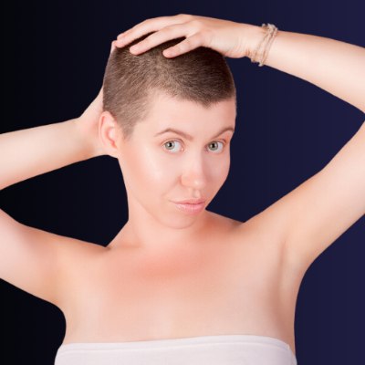 Girl with a shaved head