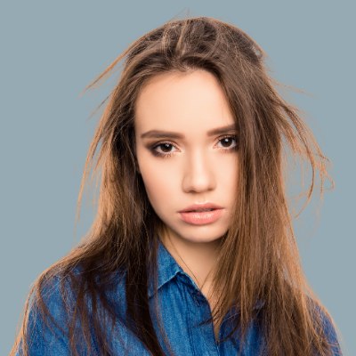 Girl with long hair in humid weather