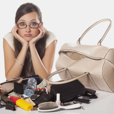 The contents of a woman's handbag