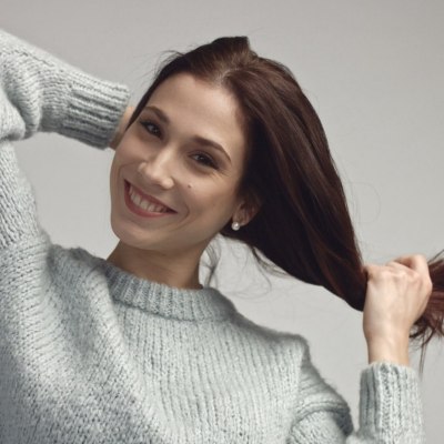 happy woman with long hair