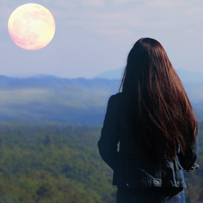 Long hair and full moon