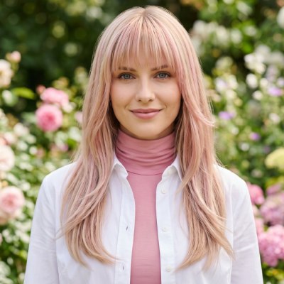 Blonde hair with pink highlights