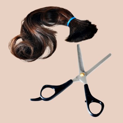 Scissors and ponytail