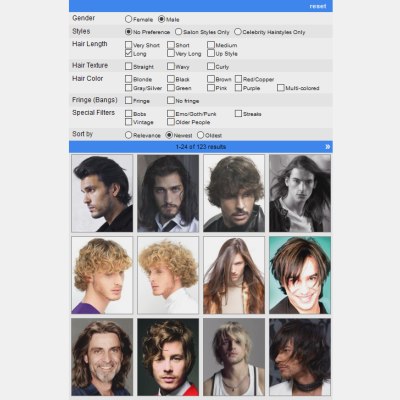 App to search hairstyles for men