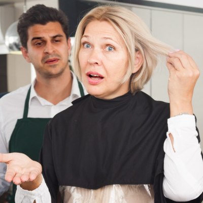 Unhappy hair salon client