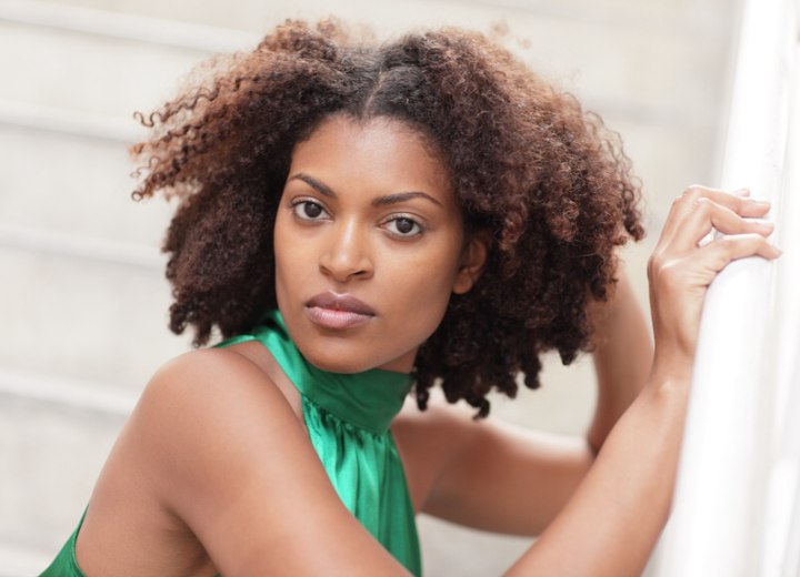 African woman with very curly hair