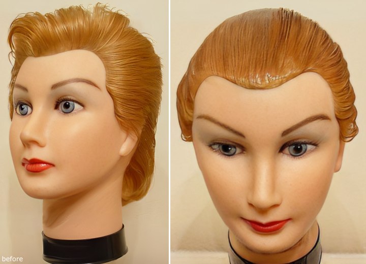 Hair coloring process for a blonde manikin