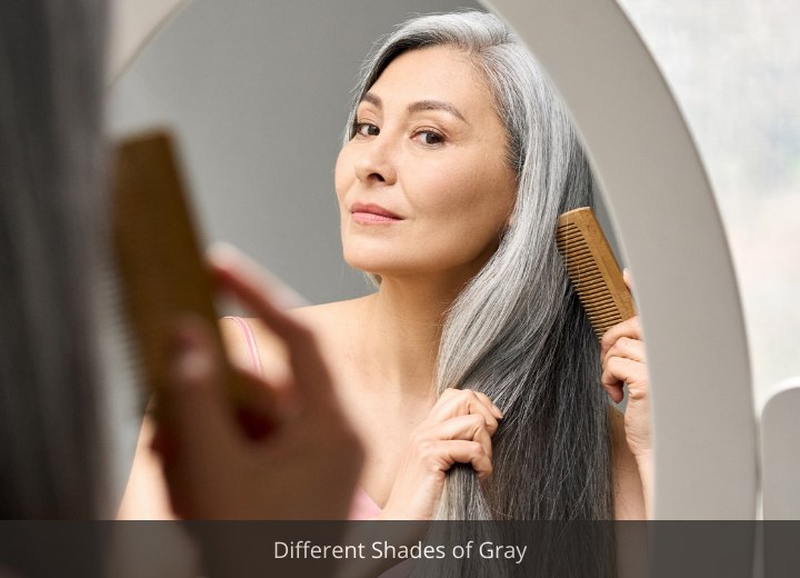 Long gray hair with different shades