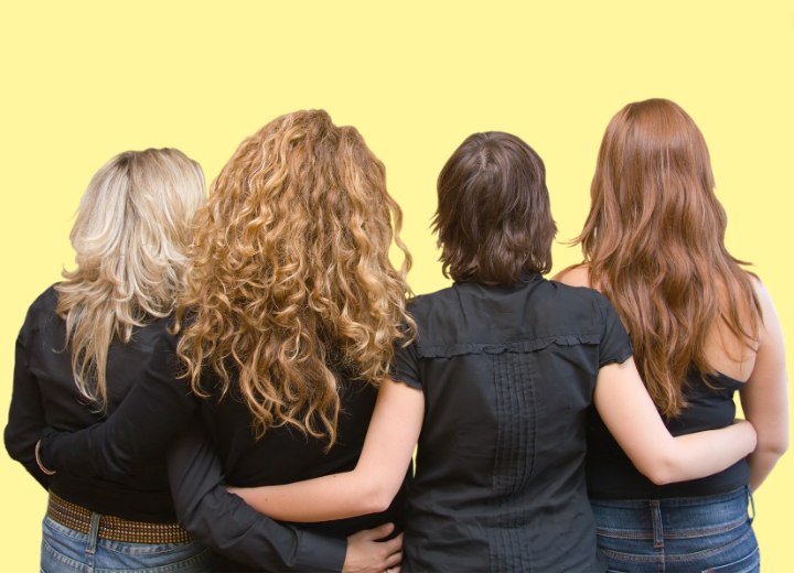 Back view of women with different hair length