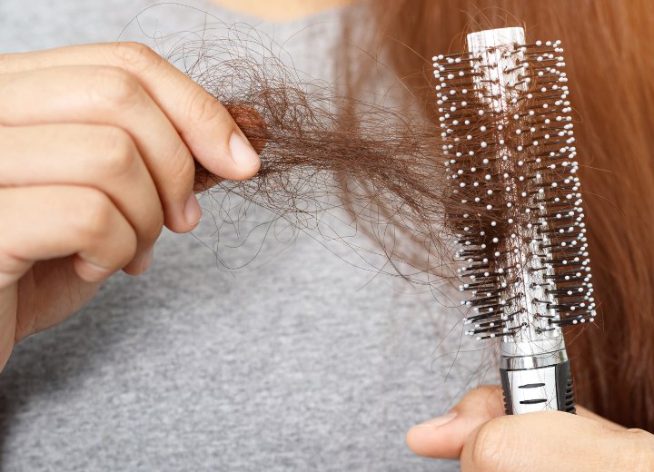 Hair caught in a hairbrush