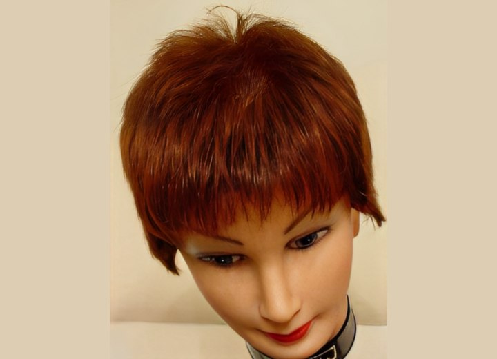 Brunette manikin after hair color application