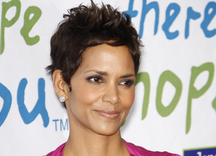 Halle Berry with short hair after her makeover
