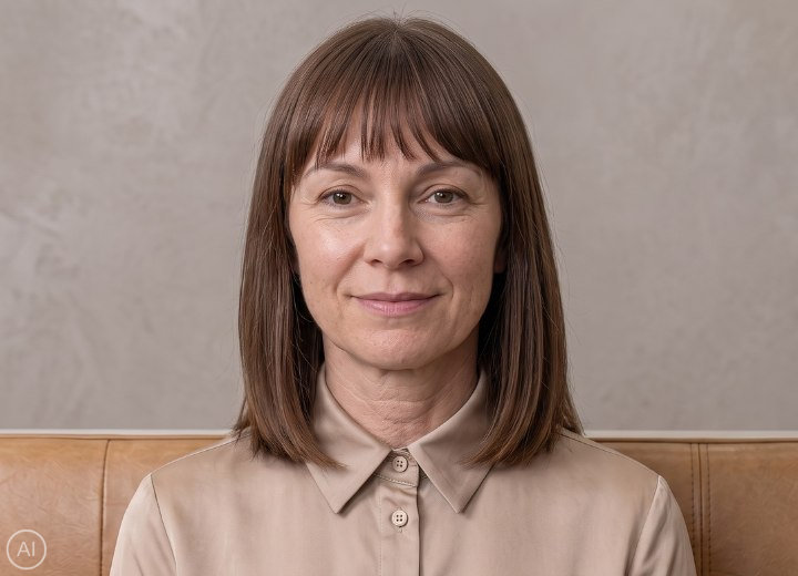Shoulder-length hairstyle for an older woman