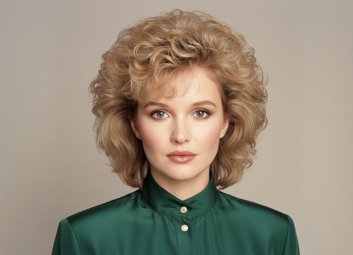 Vintage eighties hairstyle with permed hair