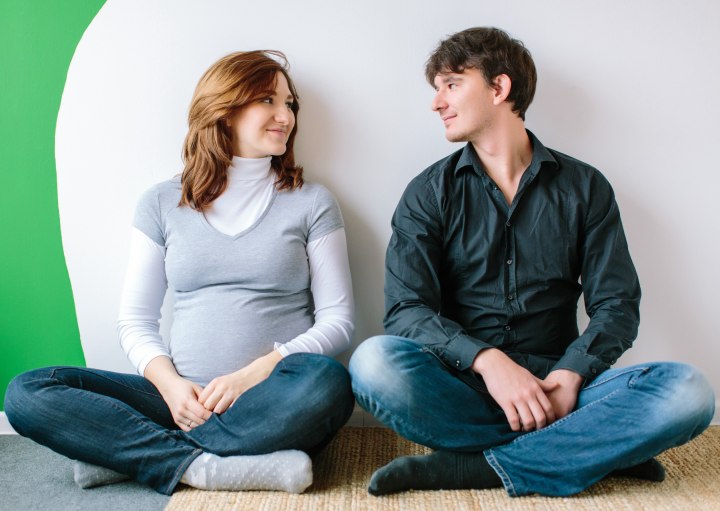 Pregnant woman with long hair