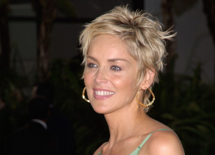 Sharon Stone after her short hair transformation