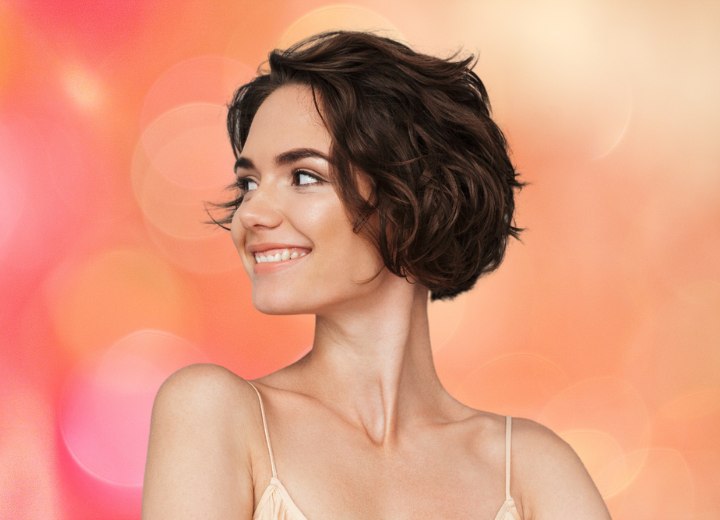 Side view of a stylish short haircut for women