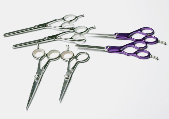 Different types of haircutting scissors