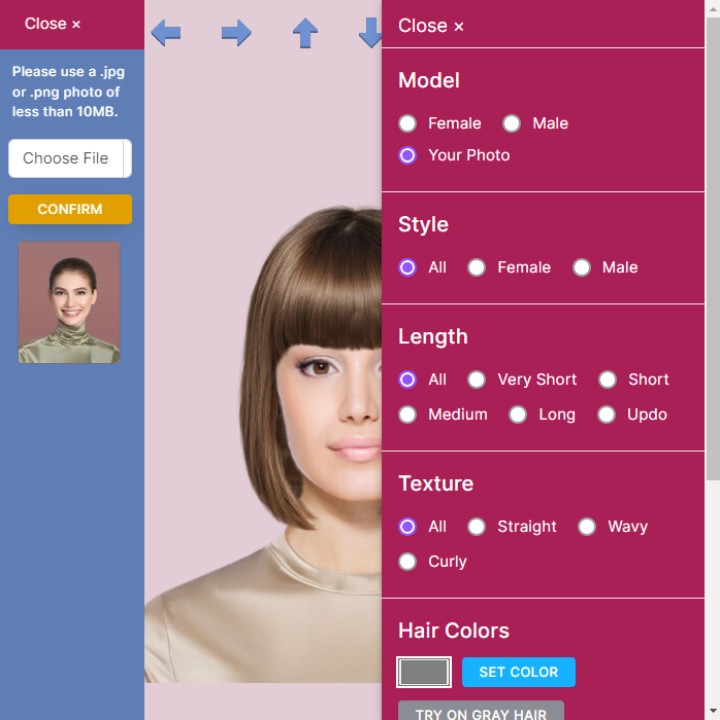 Photo upload to try hairstyles