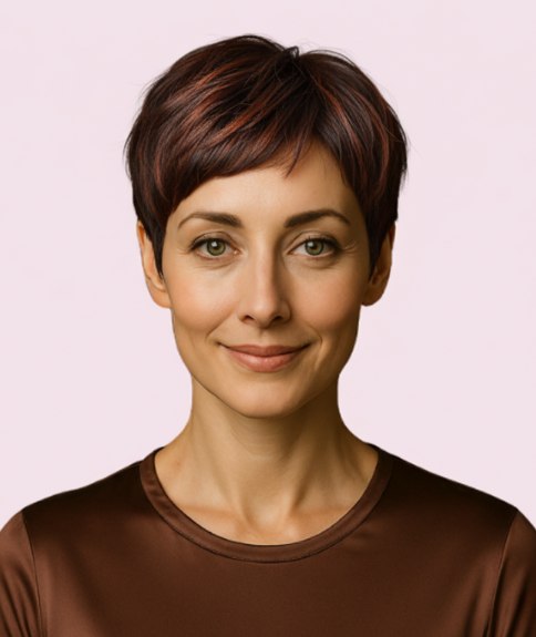 Classic pixie cut with subtle layering