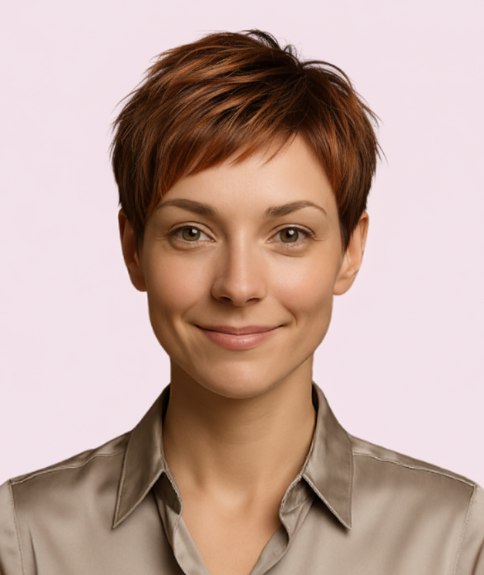 Chic pixie cut with different lengths throughout the hair