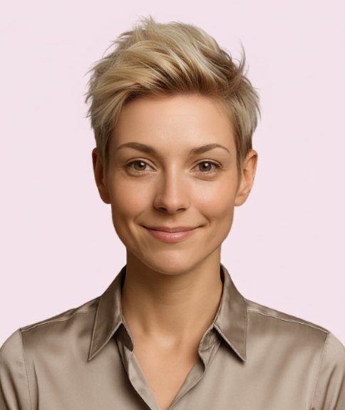 Short hairstyle wtih a voluminous quiff