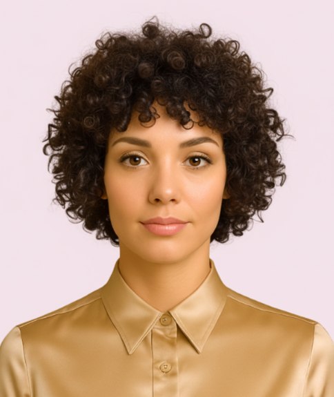 Curly medium-length hairstyle