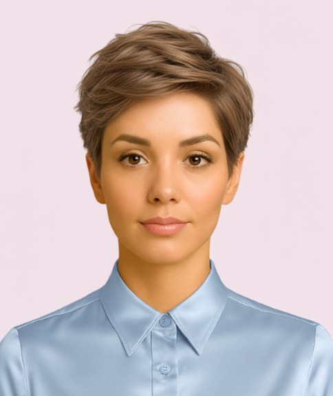 Modern texturized pixie cut that has movement