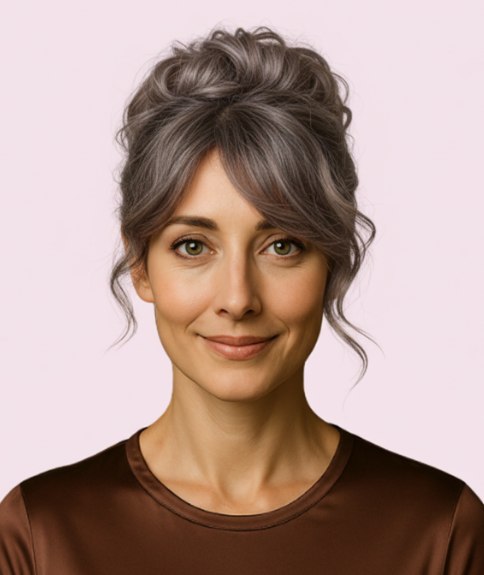 Comfortable updo with face-framing pieces