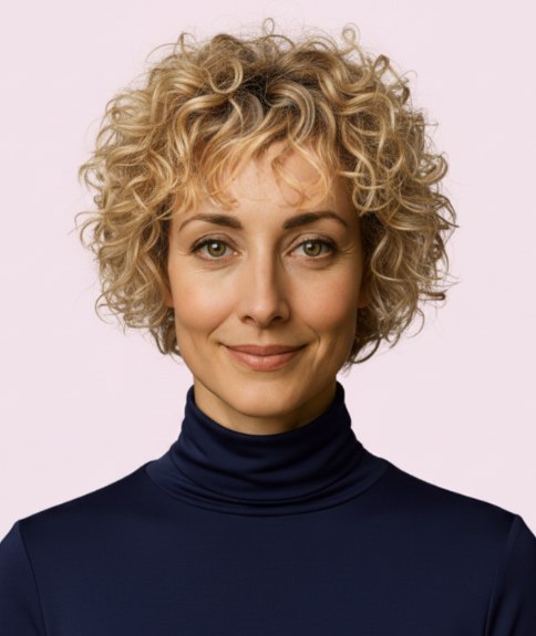 Curly short hair with layers for movement