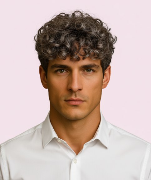 Modern cut for men with curly hair