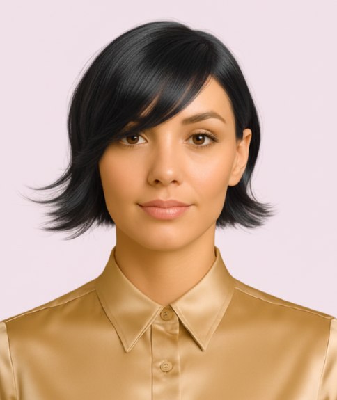 Chic below the jawline bob with bangs