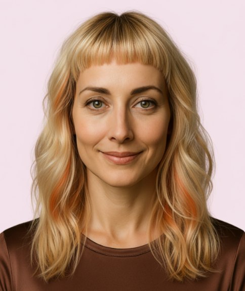 Long layered hairstyle with soft waves