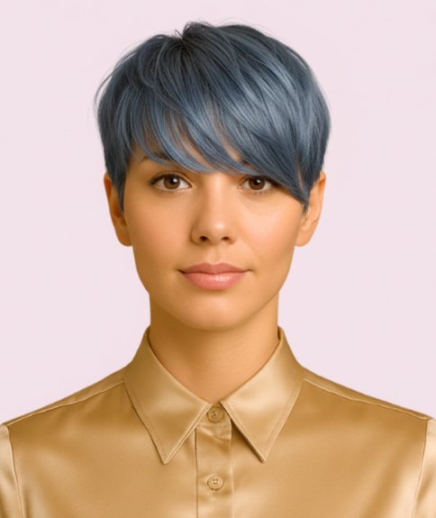 Edgy and elegant pixie cut for gray hair