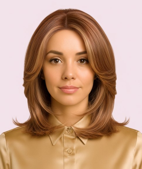 Semi-long hairstyle with layers and movement
