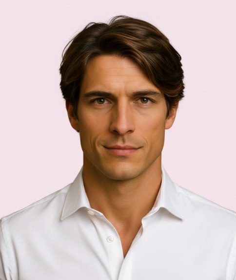 Modern men's cut with short sides and a longer top section