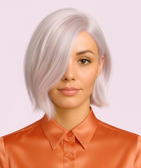 Platinum bob hairstyle with asymmetry