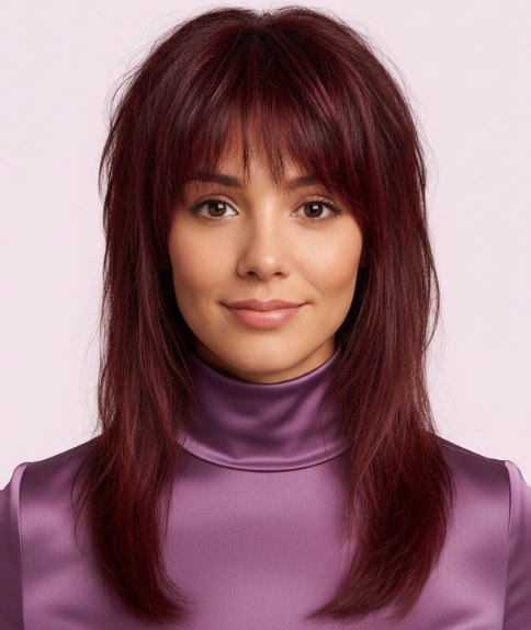 Long shag for hair with red tones