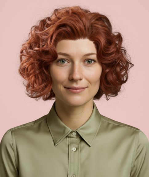 Vintage-inspired bob with romantic curls that hit right at the collar