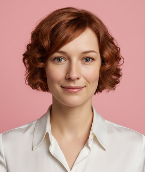 Textured short bob hairstyle with curls and waves