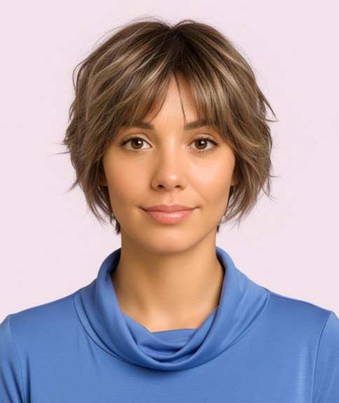 Short shag hairstyle with layers for volume