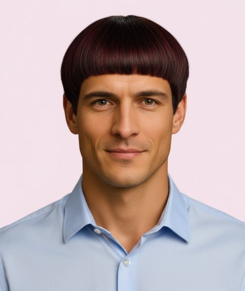 Modern male bowl cut hairstyle